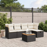 HKH 6 Pcs Conjunto Sofás de Jardim C/ Almofadões Vime Pe - Preto