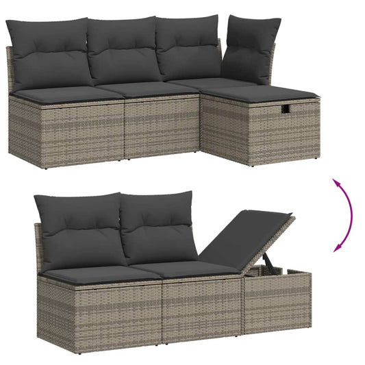 HKH 6 Pcs Conjunto Sofás de Jardim com Almofadões Vime - Cinzento