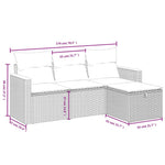HKH 4 Pcs Conj. Sofás Jardim C/ Almofadões Vime Pe Misturado - Bege