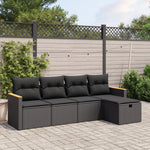 HKH 5 Pcs Conjunto Sofás de Jardim com Almofadões Vime Pe - Preto