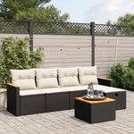 HKH 6 Pcs Conjunto Sofás de Jardim C/ Almofadões Vime Pe - Preto