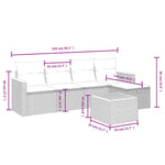 HKH 6 Pcs Conjunto Sofás de Jardim com Almofadões Vime - Cinzento