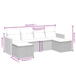 HKH 6 Pcs Conjunto Sofás de Jardim C/ Almofadões Vime Pe - Preto