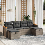 HKH 6 Pcs Conjunto Sofás de Jardim com Almofadões Vime - Cinzento