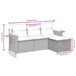 HKH 4 Pcs Conjunto de Sofás para Jardim C/ Almofadões Vime Pe - Preto