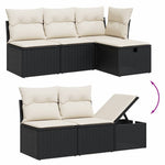HKH 5 Pcs Conjunto Sofás de Jardim com Almofadões Vime Pe - Preto