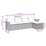 HKH 5 Pcs Conjunto Sofás de Jardim C/ Almofadões Vime Pe - Cinzento