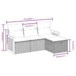 HKH 4 Pcs Conjunto de Sofás para Jardim C/ Almofadões Vime Pe - Preto