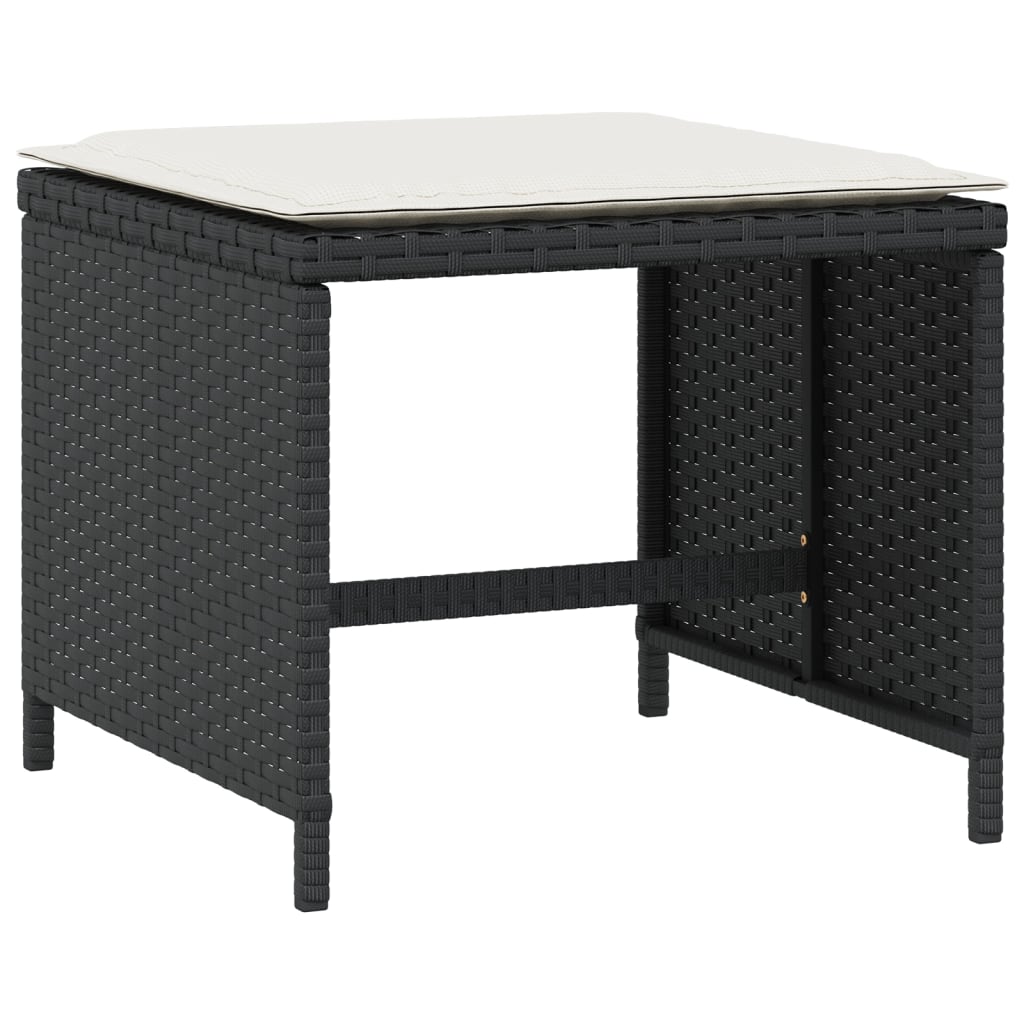 HKH Bancos de Jardim com Almofadões 4 Pcs 40x40x35 Cm Vime Pe - Preto