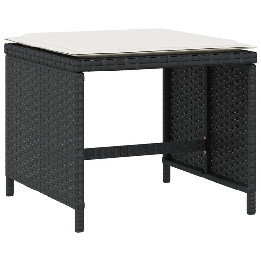 HKH Bancos de Jardim com Almofadões 4 Pcs 40x40x35 Cm Vime Pe - Preto