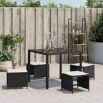 HKH Bancos de Jardín con Cojines 4 Piezas 40x40x35 Cm Ratán PE - Negro