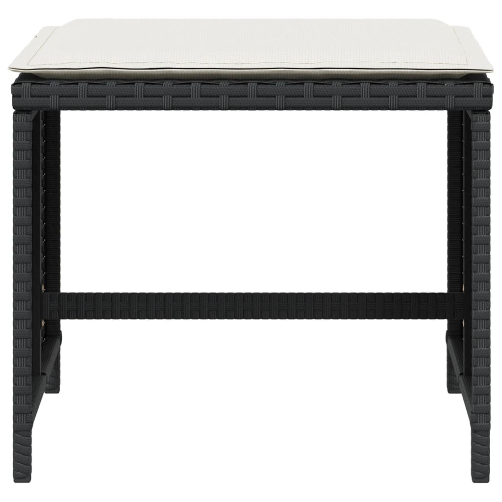 HKH Bancos de Jardín con Cojines 4 Piezas 40x40x35 Cm Ratán PE - Negro