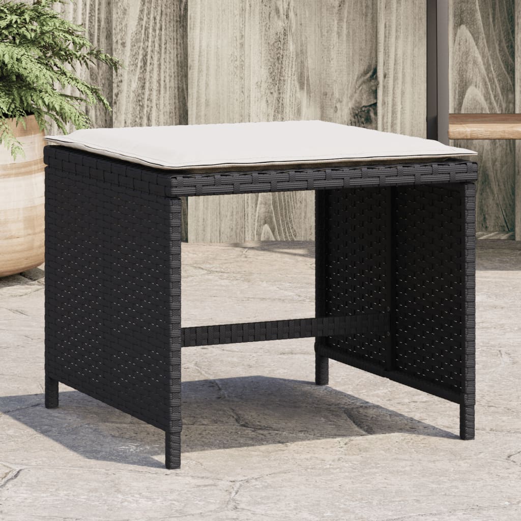 HKH Bancos de Jardim com Almofadões 4 Pcs 40x40x35 Cm Vime Pe - Preto