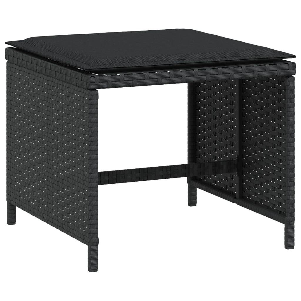 HKH Bancos de Jardim com Almofadões 4 Pcs 40x40x35 Cm Vime Pe - Preto