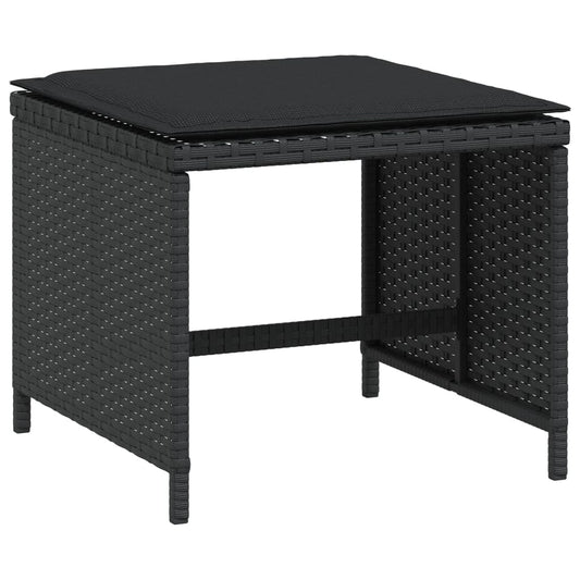 HKH Bancos de Jardim com Almofadões 4 Pcs 40x40x35 Cm Vime Pe - Preto
