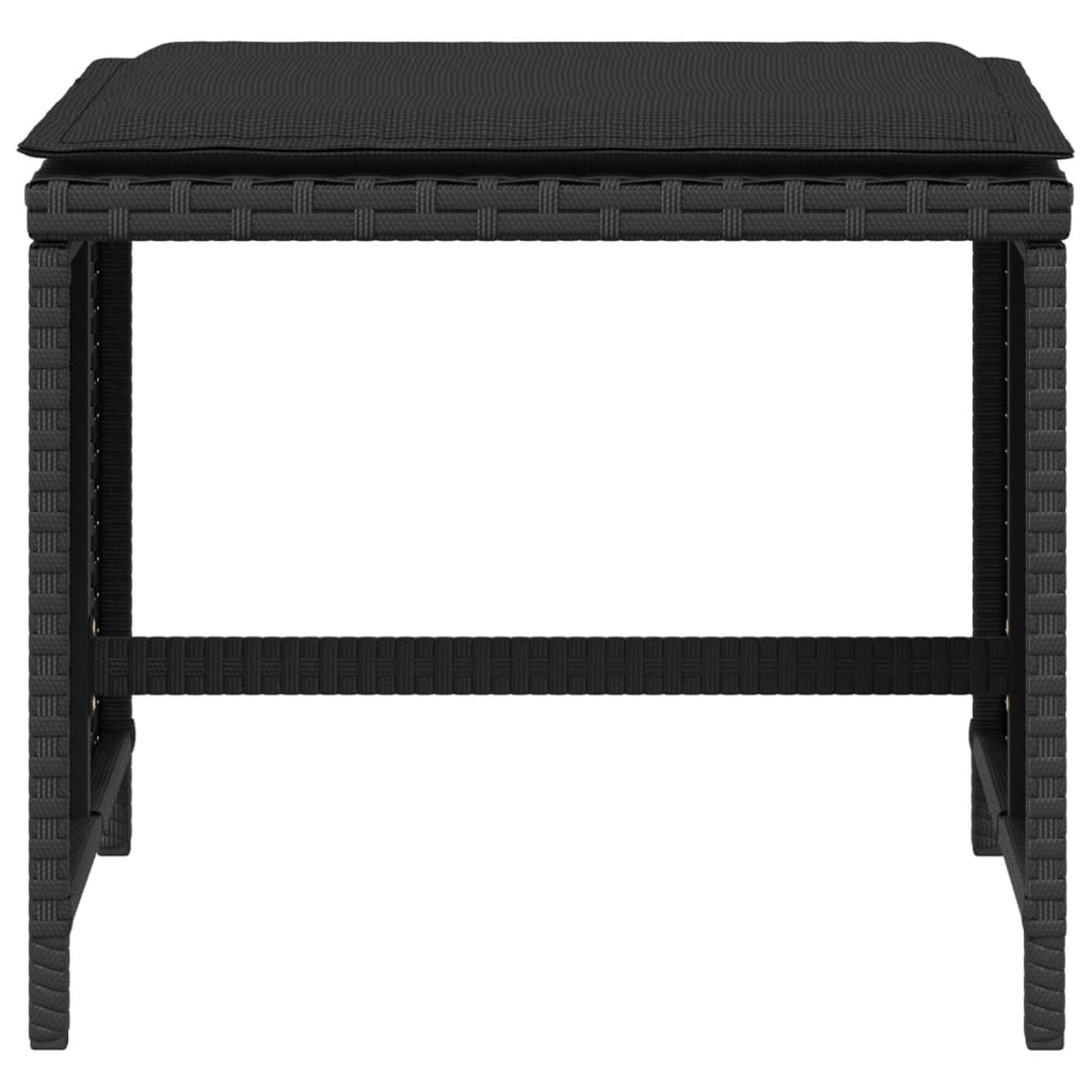 HKH Bancos de Jardín con Cojines 4 Piezas 40x40x35 Cm Ratán PE - Negro