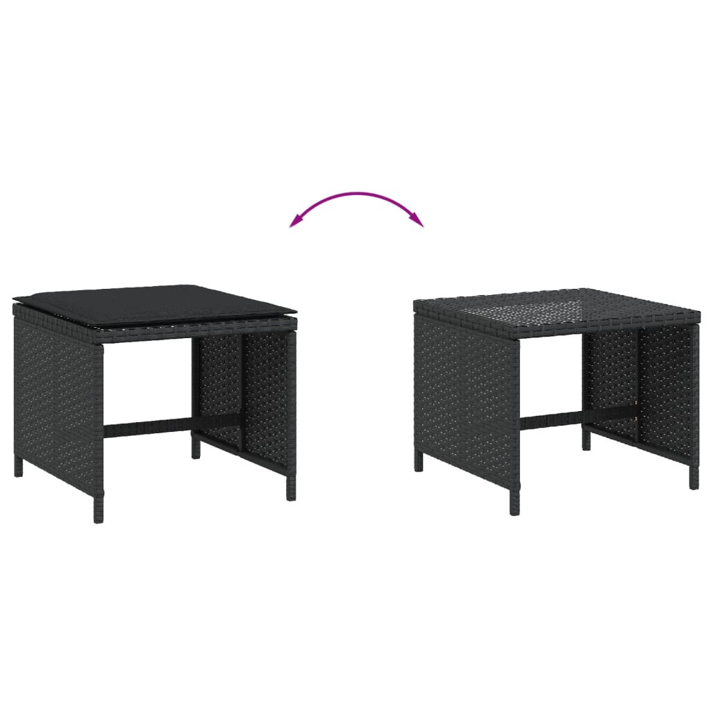HKH Bancos de Jardín con Cojines 4 Piezas 40x40x35 Cm Ratán PE - Negro