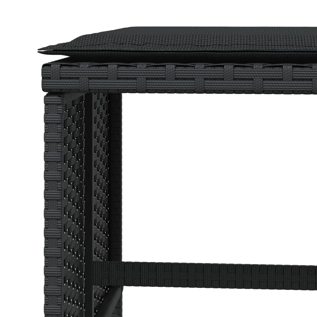 HKH Bancos de Jardín con Cojines 4 Piezas 40x40x35 Cm Ratán PE - Negro