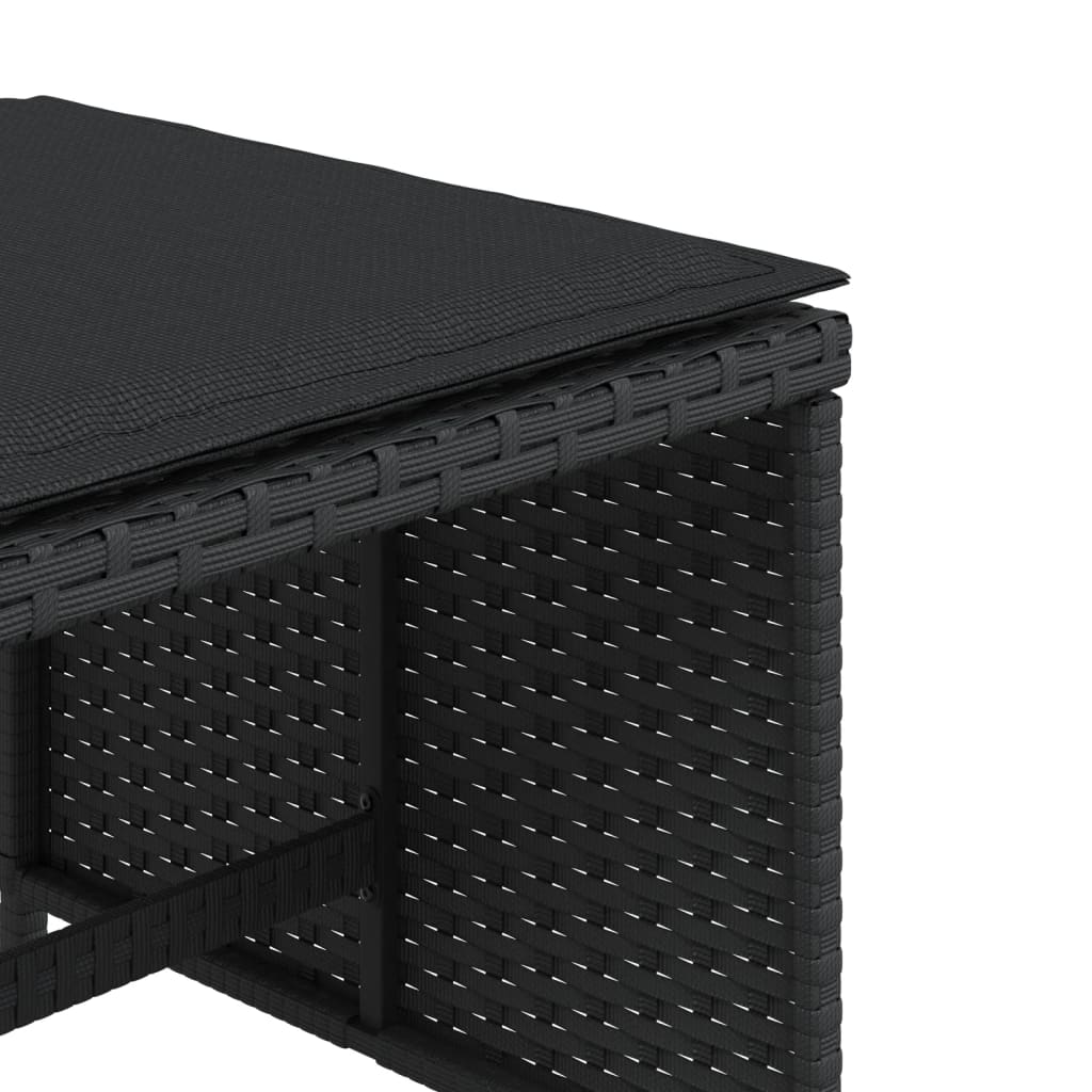 HKH Bancos de Jardín con Cojines 4 Piezas 40x40x35 Cm Ratán PE - Negro