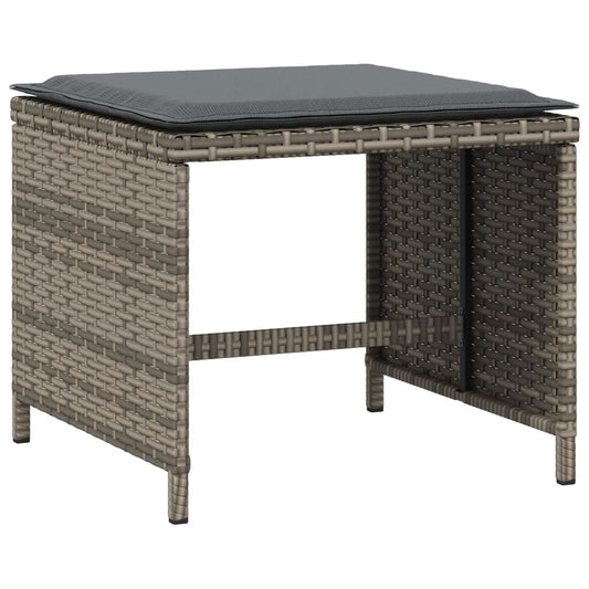 HKH Bancos Jardim com Almofadões 4 Pcs 40x40x35 Cm Vime Pe - Cinzento