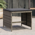 HKH Bancos de jardín con cojines 4 unidades 40x40x35 cm Ratán PE - Gris