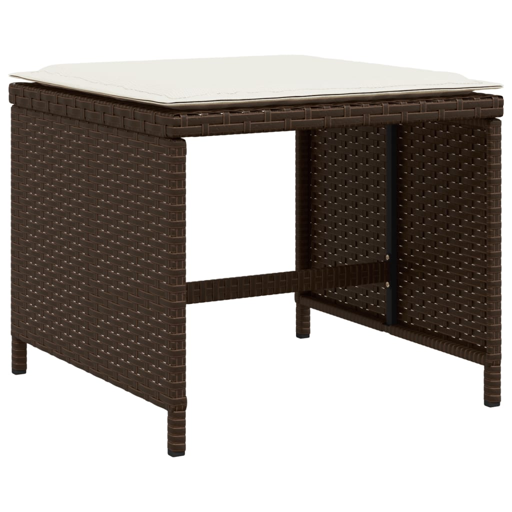 HKH Bancos Jardim com Almofadões 4 Pcs 40x40x35 Cm Vime Pe Castanho - Marrom
