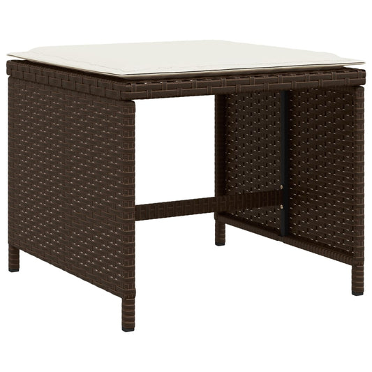 HKH Bancos Jardim com Almofadões 4 Pcs 40x40x35 Cm Vime Pe Castanho - Marrom