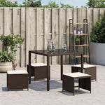 HKH Bancos de Jardín con Cojines 4 Pzs 40x40x35 Cm Ratán PE Marrón - Marrón