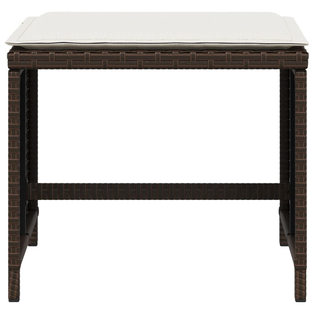 HKH Bancos de Jardín con Cojines 4 Pzs 40x40x35 Cm Ratán PE Marrón - Marrón