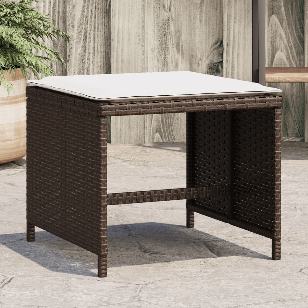 HKH Bancos Jardim com Almofadões 4 Pcs 40x40x35 Cm Vime Pe Castanho - Marrom