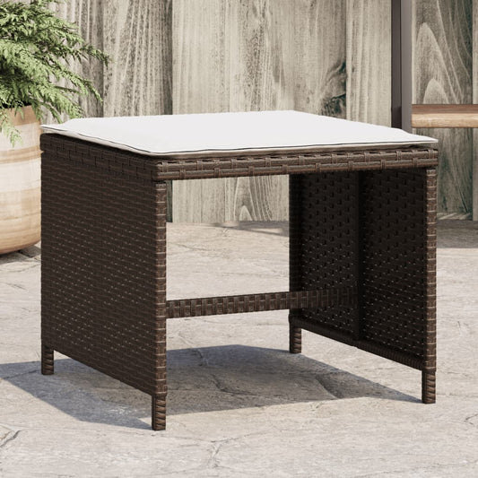 HKH Bancos Jardim com Almofadões 4 Pcs 40x40x35 Cm Vime Pe Castanho - Marrom