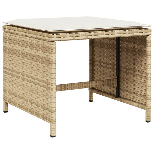 HKH Bancos de Jardim com Almofadões 4 Pcs 40x40x35 Cm Vime Pe - Bege