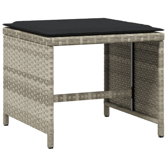 HKH Bancos Jardim C/ Almofadões 4pcs 40x40x35cm Vime Pe Cinza-claro - Cinzento