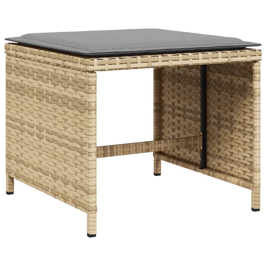 HKH Bancos Jardim Almofadões 4 Pcs 40x40x35 Cm Vime Pe Mistura - Bege