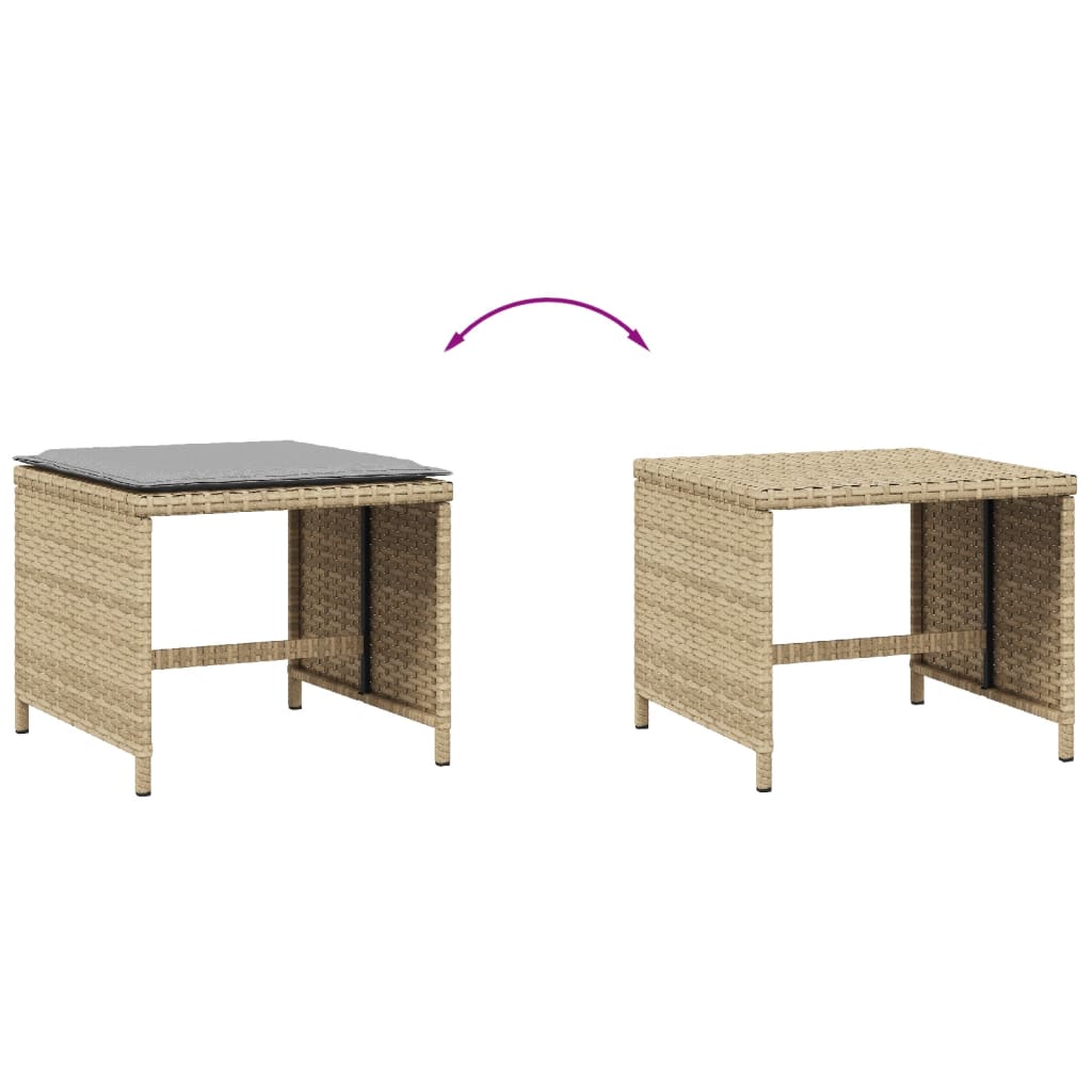 HKH Bancos Jardim Almofadões 4 Pcs 40x40x35 Cm Vime Pe Mistura - Bege