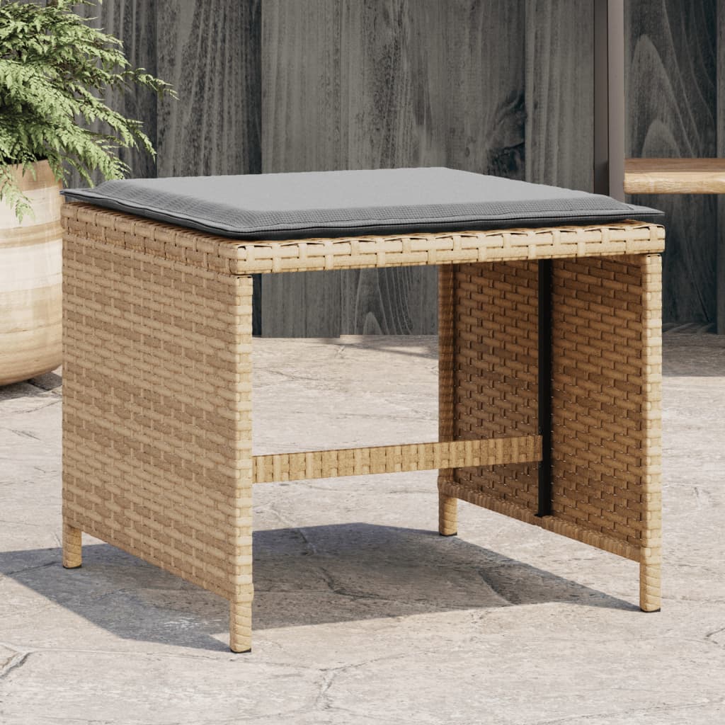 HKH Bancos Jardim Almofadões 4 Pcs 40x40x35 Cm Vime Pe Mistura - Bege