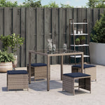 HKH Bancos Jardim com Almofadões 4 Pcs 40x40x35 Cm Vime Pe - Cinzento