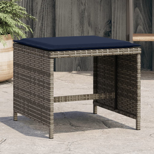 HKH Bancos Jardim com Almofadões 4 Pcs 40x40x35 Cm Vime Pe - Cinzento