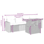 HKH 5 Pcs Conjunto Sofás de Jardim C/ Almofadões Vime Pe - Cinzento