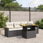 HKH 5 Pcs Conjunto Sofás de Jardim com Almofadões Vime Pe - Preto