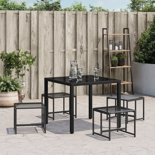 HKH Bancos de Jardim 4 Pcs Vime Pe - Preto