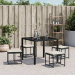 HKH Bancos de Jardim com Almofadões 4 Pcs Vime Pe - Preto