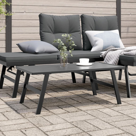 HKH Mesa de Centro para Jardim 90x45x35 Cm Aço Revestido a Pó - Preto