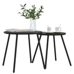 HKH Mesas Centro P/ Jardim Redondas 2 Pcs Aço Revestido a Pó - Preto