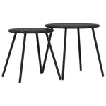 HKH Mesas Centro P/ Jardim Redondas 2 Pcs Aço Revestido a Pó - Preto