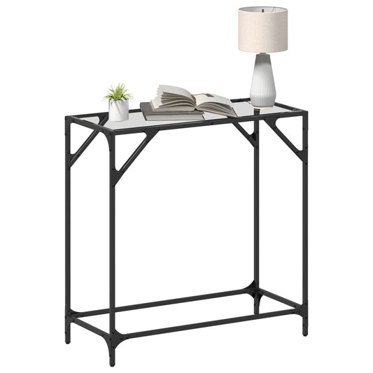 Mesa Consola HKH de Acero con Tablero de Cristal Transparente