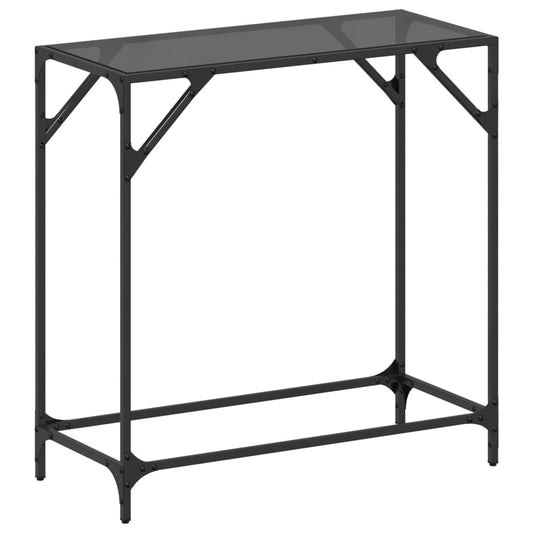 Mesa consola de acero HKH con tapa de cristal negro