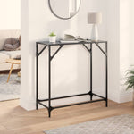 Mesa consola de acero HKH con tapa de cristal negro