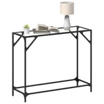 HKH Mesa Consola de Acero con Tapa de Cristal Transparente