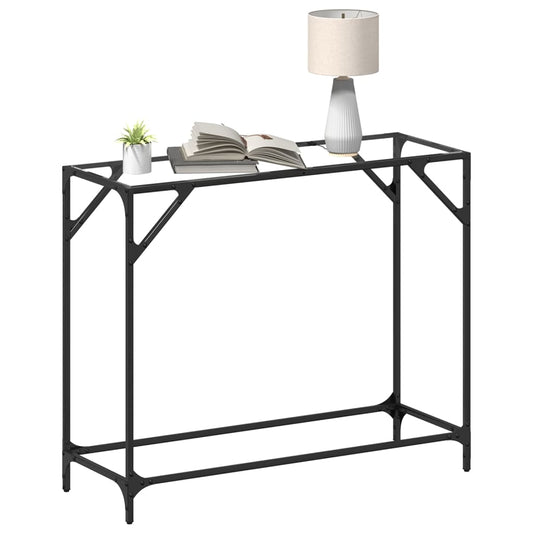 HKH Mesa Consola de Acero con Tapa de Cristal Transparente